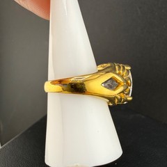 Vintage Rutilated Quartz Sterling Silver Gold Tone Cocktail Ring Size Chunky 7.5
