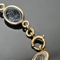 Vintage Burt Russell Egyptian Revival Scarab Bracelet Mixed Hardstone