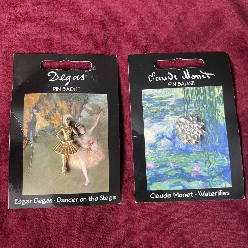 Degas Dancer Gold Plated Pewter Pin And Monet Waterlilies Pewter Pin