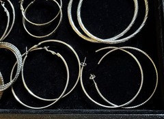 14 Pairs Assorted Vintage Hoop Earrings Various Sizes And Styles Silver Tone