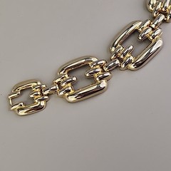 Vintage Chain Bracelet 21mm Glossy Gold Tone 7.25″