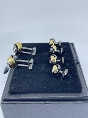 Pronto Uomo Knot Cufflinks and Shirt Stud set gold and gun metal gray IOB