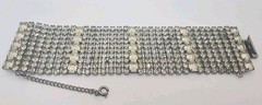 Vintage Wide Multistrand 1940’s Rhinestone Bracelet See Description 7.25″