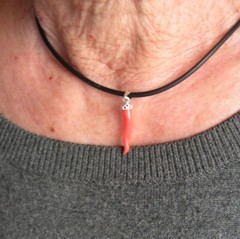 Christmas gift lucky horn Italian Silver Gold And Genuine Red Coral Mediterranea