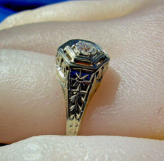Original EARTH MINED DIAMOND Deco Engagement Ring Antique Belais Solitaire 18K