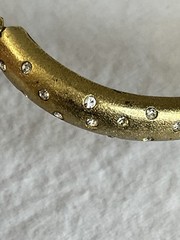 Vintage Swarovski Set Bracelet and Clip Earrings Matte Gold Tone Polka Dots