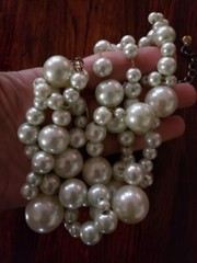 Vintage Faux Pearl Necklace Champagne Bubbles White Costume Jewelry Signed