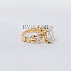 Oval and Marquise Moissanite Engagement Ring 925 Sterling Silver Bridal Promise