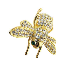 Rhinestone Bug Brooch, Green Eyed Bug, Costume Fashion Jewelry