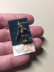 Vintage 1960s Griffith Sterling Karatclad 3D Skier Charm NOS