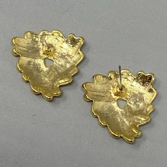 Gold Tone Pierced Earrings Textured Geometric Stud Dangle Drop NOS