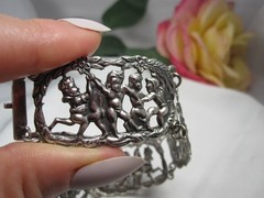 Vintage European Sterling Silver Story-Telling Panel Bracelet