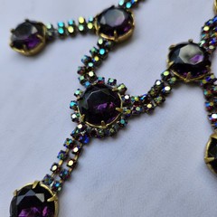 1940s RARE HOBE FIVE PENDANT PURPLE HEAD- LIGHT ORIGINAL COND FESTOON NECKLACE