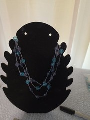 vintage glass bead necklace blue