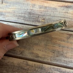 Made in Mexico abalone shell hinged tension bangle bracelet Mexican silver
