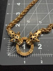 Catwalk Jon Necklace Earring Set Leopard Head Gold Tone Designer Runway Signed