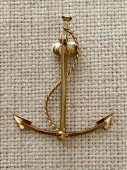 Curtis 14K Gold-Filled Nautical Anchor & Pearls Brooch/Pin Vintage *Estate