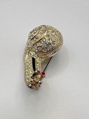Vintage 1980s Signed ROMAN AUSTRIAN CRYSTALS Silver Tone Snail Brooch Pin