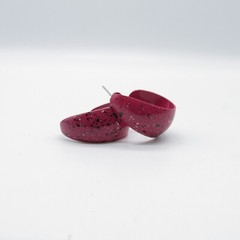 Pink Open Hoop Earrings Paint Splatter Funky Retro