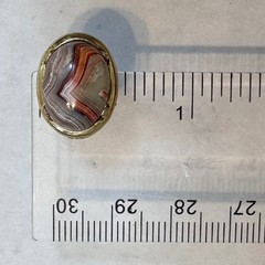 Vtg Laguna Lace Agate Earrings 12K GF Screw Back JJJ Signed Cabochon Gold Filled