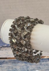 RETRO-VINTAGE FABULOUS 5-Row Rhinestone Open Work Design Cuff Bracelet 8 1/2 in