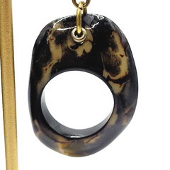 Acrylic Faux Dark Shell Irregular Circle Dangle Hoop Hook Style Pierced Earrings