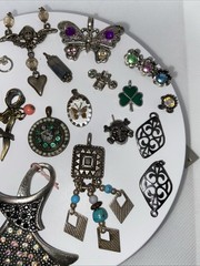 Lot of 20+ Vintage Charms – Butterfly, Clover, Dress, Heart, Lizard, Gem Mix