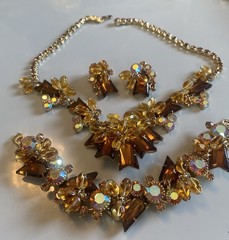 Vtg Juliana Arrow Head Dangle Bead Rhinestone Necklace Bracelet Earring Set Paru