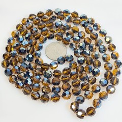 Vintage Crystal Necklace Root Beer AB Aurora Borealis 52 in Opera Length