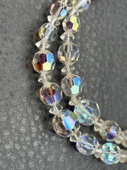 VTG AB Aurora Borealis Crystal Faceted Glass Bead Double Strand Necklace Choker