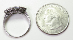 Antique Deco 3 Diamond Filigree Engagement 12KW Gold Ring Sz 6.5 UK-M1/2 EGL USA