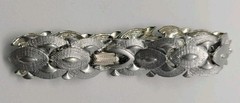 Vintage Coro Bracelet Linked Silver Tone Textured Chain Geometric 6.25 in