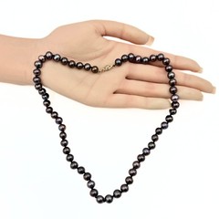 Captivating Marked 14k Gold Peacock 7mm Freshwater Pearl Beaded Necklace