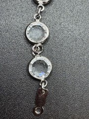 Vintage Silver Tone Clear Crystal Bezel Station Bracelet 7″