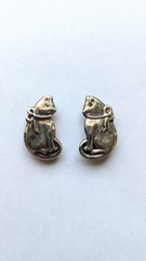 Vintage 925 Sterling Silver Sitting Cat Stud Earrings