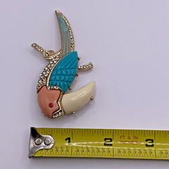 Vintage Bird Brooch Parrot Figural Animal Rhinestone Multicolor Retro Costume