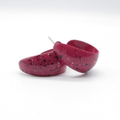 Pink Open Hoop Earrings Paint Splatter Funky Retro