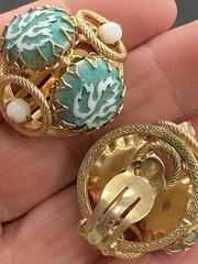Vintage Clip On Earrings Lot 6 Sets Gold Tone Glass Acrylic 1 Signed Coro