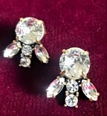 J.Crew Clear Glass Crystal Signed Pierced Ear Post-Back Earrings – Lightweight!