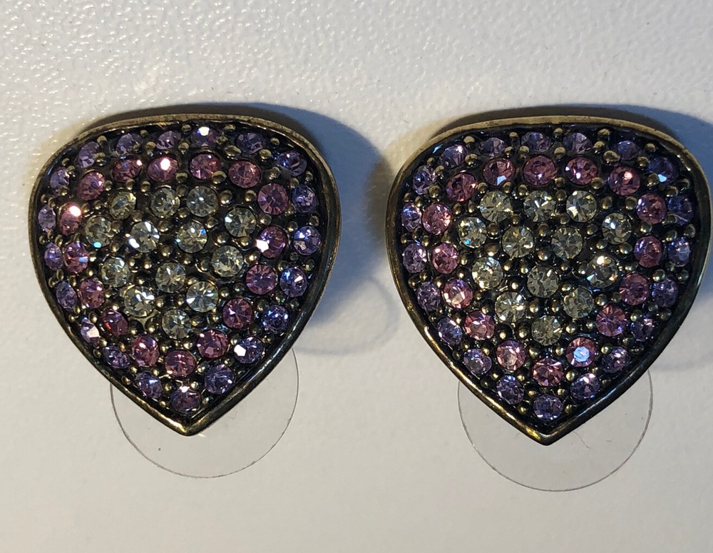 LAVintage LA Vintage Jeweled Costume Jewelry Tear Drop Earrings .5”