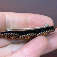 Vtg Blackened Copper Brooch Pin Triple Swirled Rope Modernist MCM DIO HOFFMANDO