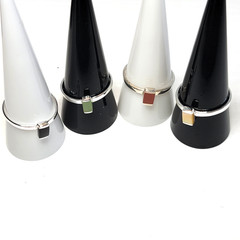 VTG Sterling Silver 925 Inlay Rings Set Of 4, Size 10, Stackable Onyx Aventurine