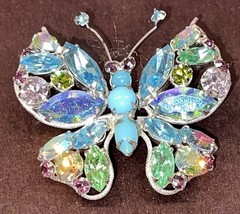 Exquisite REGENCY Butterfly Brooch With Earrings in Luscious Blues and Lavender