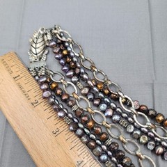 Vintage Multiple Strands PEARLS Bead Necklace Silver tone 18″