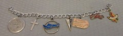 vintage Sterling Silver Enamel State Map Charm Bracelet Souvenir PA MA 7P
