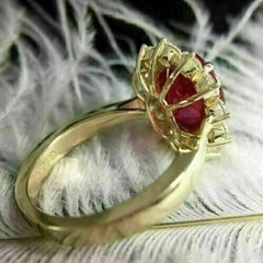 Art Deco 4.30 Ct Natural Red Ruby Vintage Engagement Ring 14K Yellow Gold Finish