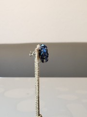 Vintage Handmade Studded Beads Blue Sequins Ornate Clip-On Screw Earrings K50