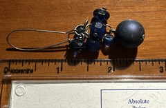 Midnight Blue Beads and Crystals Silver Tone Dangle Earrings – 2 1/2″
