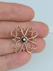 VTG AVON 10k Solid Yellow Gold Genuine Diamond & Onyx Pendant Pin Brooch 2.66gr