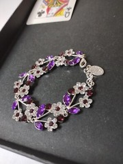 Very Cute 7 Inch Purple Flower Bracelet